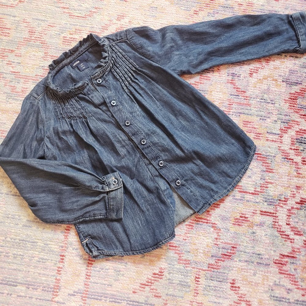 Baby Gap duck denim long sleeve buttoned blouse